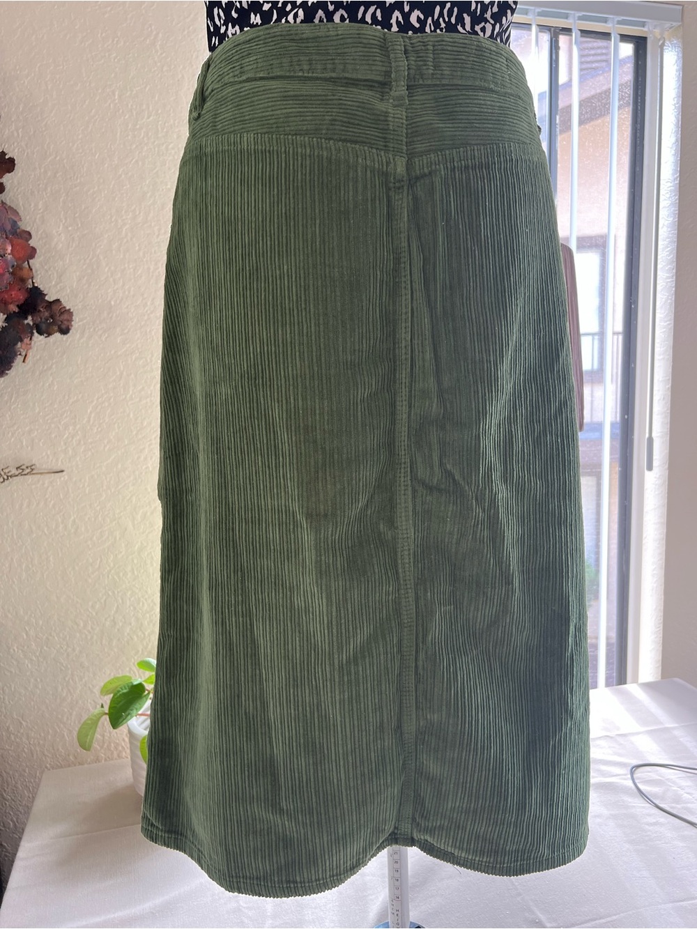 Pilcro and the Letterpress Olive Green Corduroy Midi Skirt - Picture 4 of 14